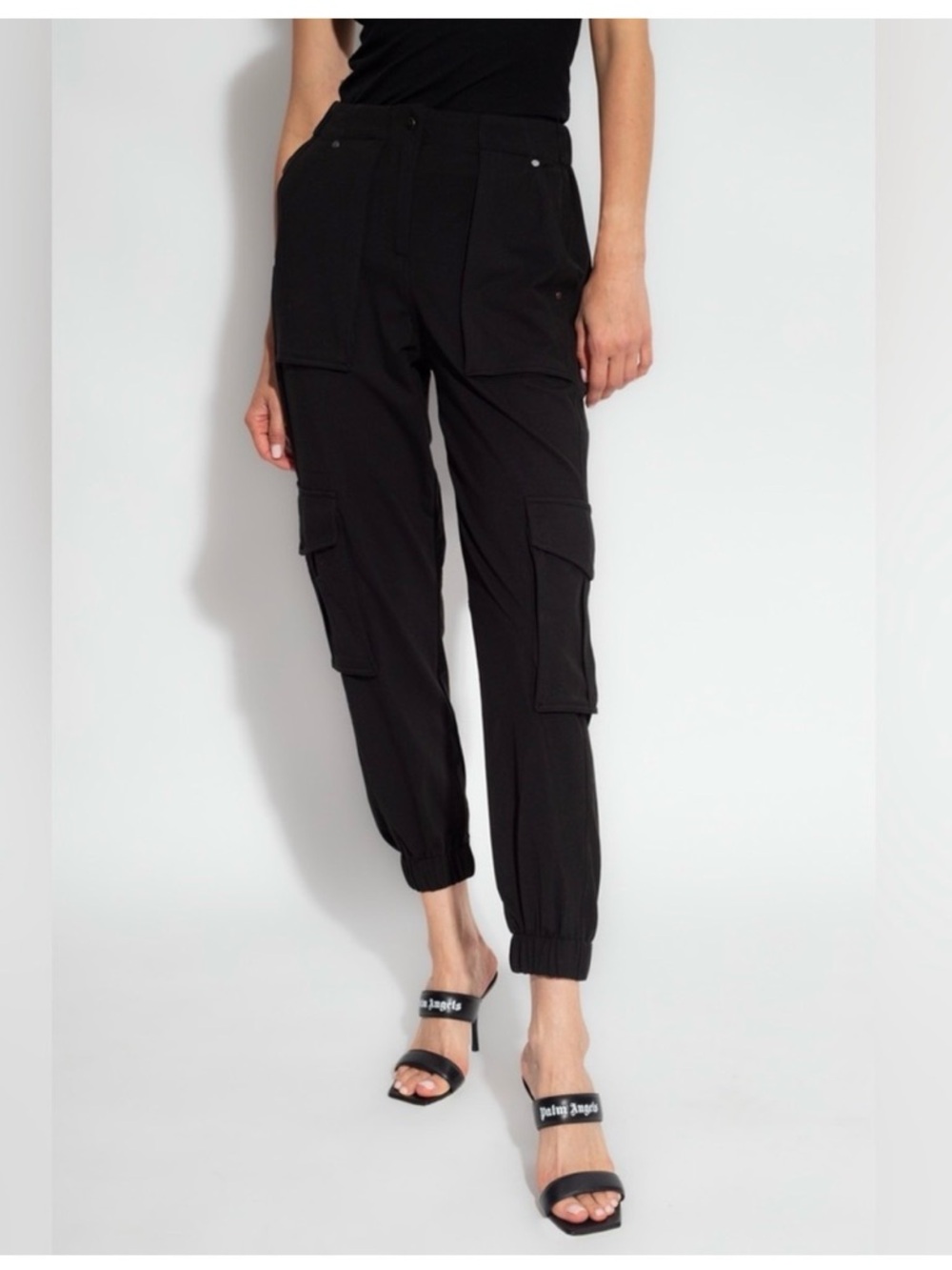 AllSaints Black Cargo Track Joggers : Freda Trouser Sz US 12 NWT